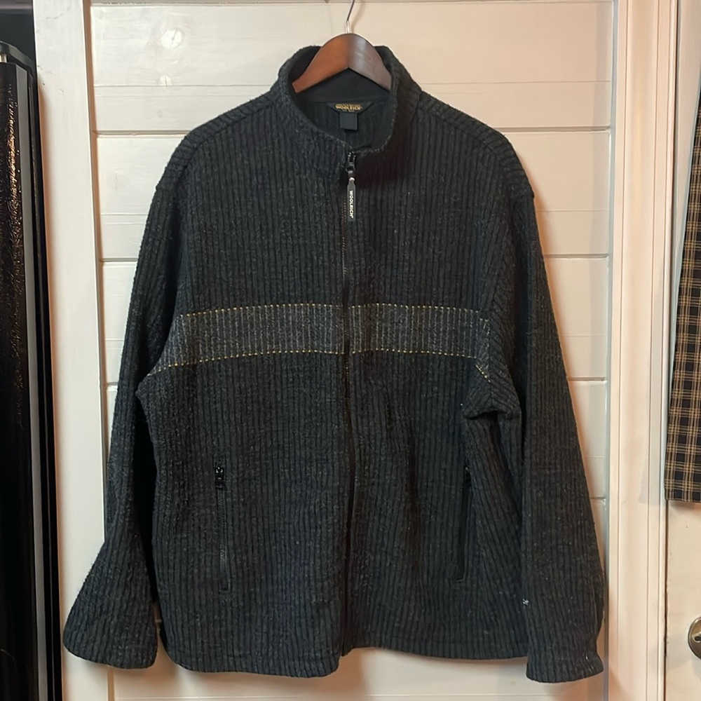 Woolrich Men’s Wool Technowool Full Zip Jacket Gray Size XL.